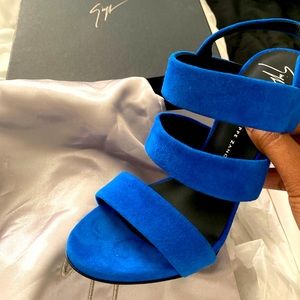 Brand new Giuseppe blue suede heals